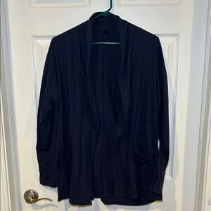 J. Crew Navy Open-Front Draped Cardigan